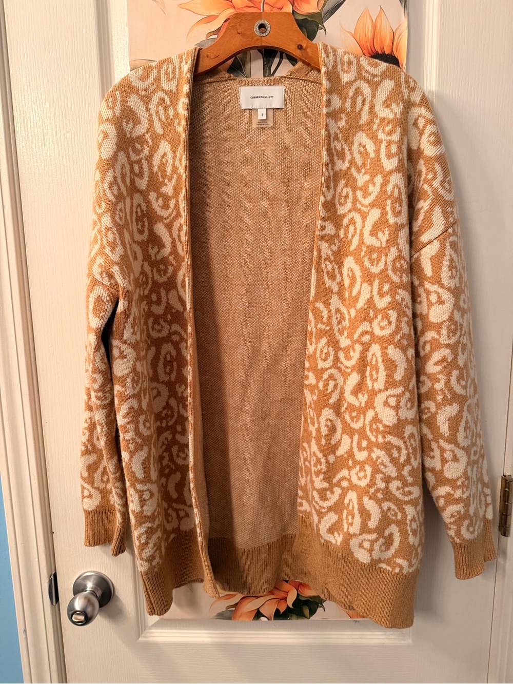 Current/Elliott Tan & Cream Leopard-Print Open Cardigan